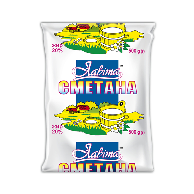 Сметана ЛАВІТА 20%, 500г, плівка поліетиленова